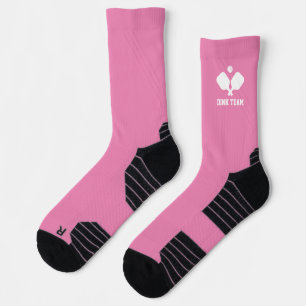 Pink White Pickleball Paddles Personalised Team Socks