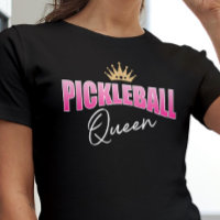 Pink White Pickleball Queen Gold Crown