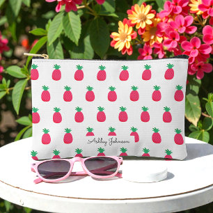 Pink White Pineapple Cute Pattern Accessory Pouch