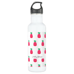 Pink White Pineapple Pattern Chic 710 Ml Water Bottle