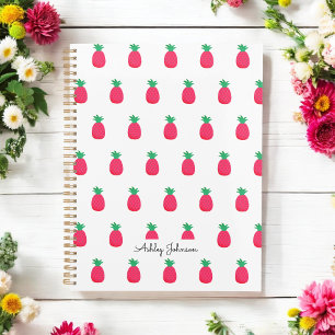 Pink White Pineapple Pattern Cute Planner