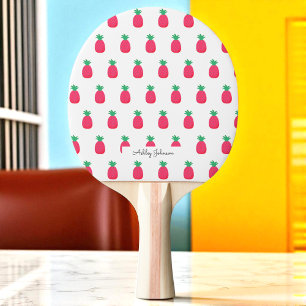 Pink White Pineapple Pattern  Ping Pong Paddle