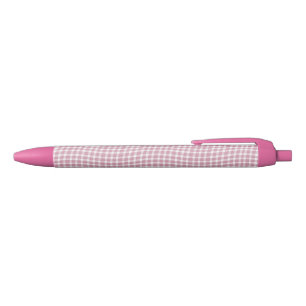 Pink White Plaid Chequered Seamless Pattern Black Ink Pen