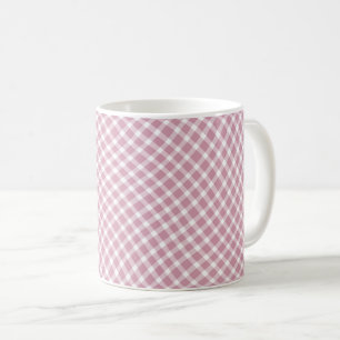 Pink White Plaid Chequered Seamless Pattern Coffee Mug