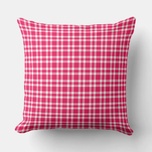 Pink White Plaid Pattern Cushion