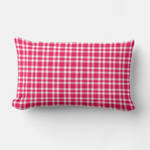 Pink White Plaid Pattern Lumbar Cushion