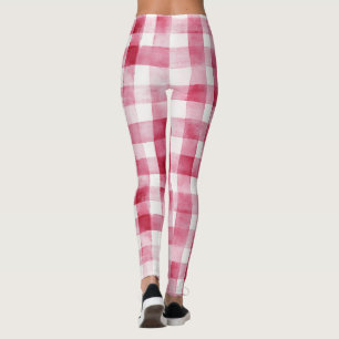 Pink White Plaid Stripes   Leggings