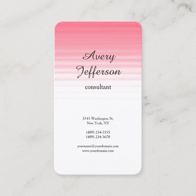 Pink White Plain Modern Minimalist Professional Business Card (Front)