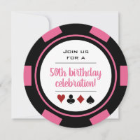 Pink White Poker Chip Las Vegas Casino Birthday