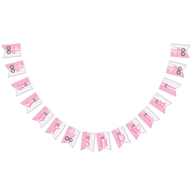 Pink & White Polka Dot 👶 Baby Shower Bunting (All)