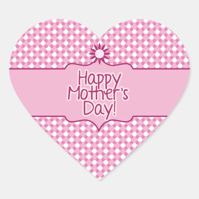 Pink white Polka dot Flower Mothers Day sticker (Front)