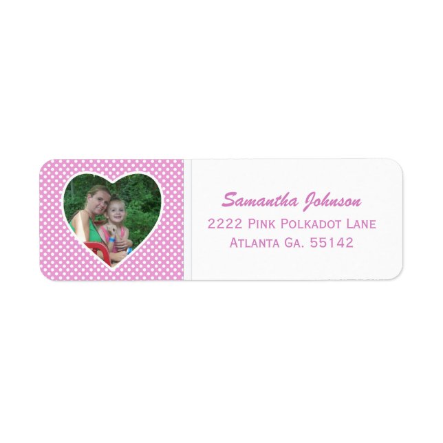 Pink & White Polka-dot: Framed Address Stickers (Front)