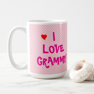 Pink & White Polka Dot-with Heart-I Love Grammy Coffee Mug