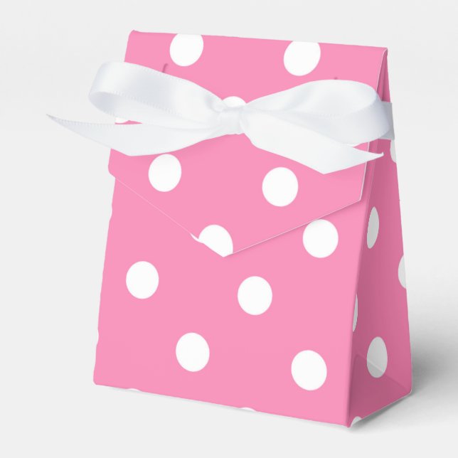 Pink & White Polka Dots Dot Birthday Party Favour Box (Front Side)