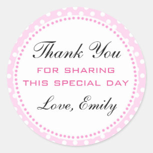 Pink White Polka Dots Gift Favour Label Sticker