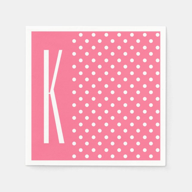 Pink & White Polka Dots Napkin (Front)