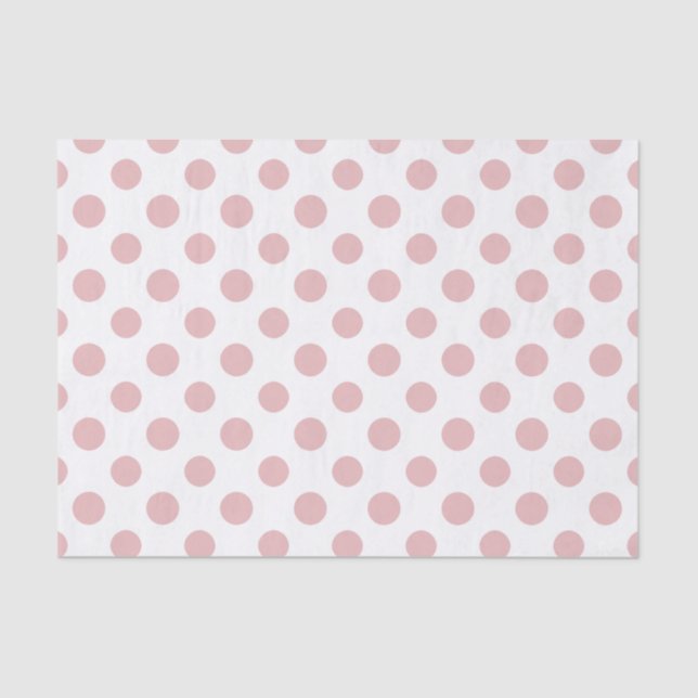 Pink White Polka Dots Pattern Tissue Paper (Front)