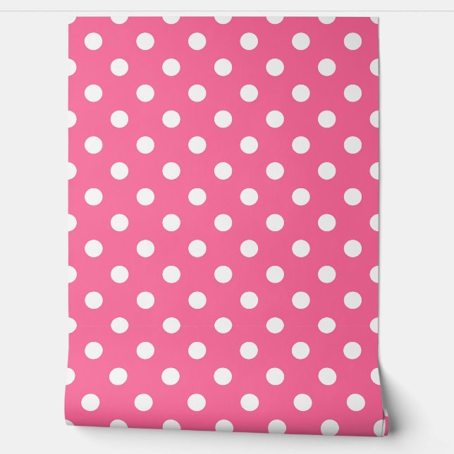 Pink White Polka Dots Pattern Wall Decor (Unrolling)