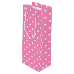 Pink White Polka Dotted Pattern For Her Template Wine Gift Bag