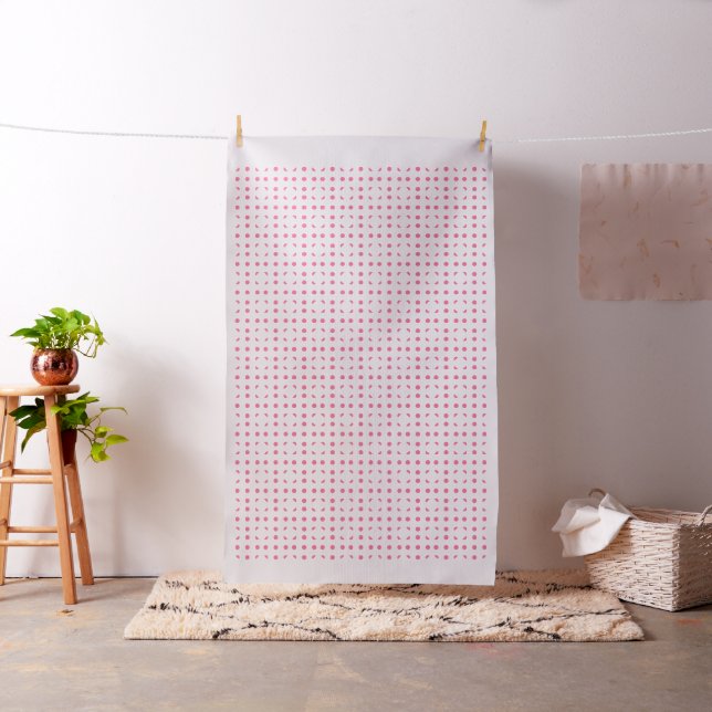 Pink & White Polkadots Pattern Cotton Fabric (In Situ)