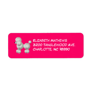 Pink & White Poodle Return Address Label