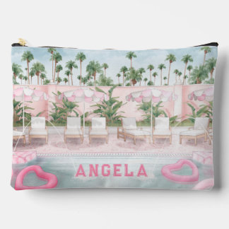 Pink & White Pool Party Accessory Pouch