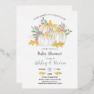 Pink White Pumpkin Baby Shower gold