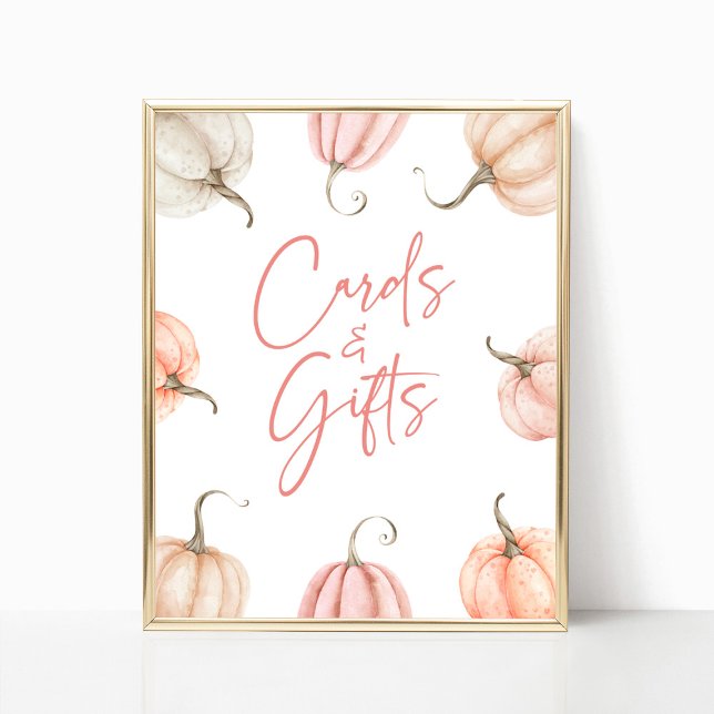 Pink White Pumpkin Fall Autumn Cards & Gifts Sign (Creator Uploaded)