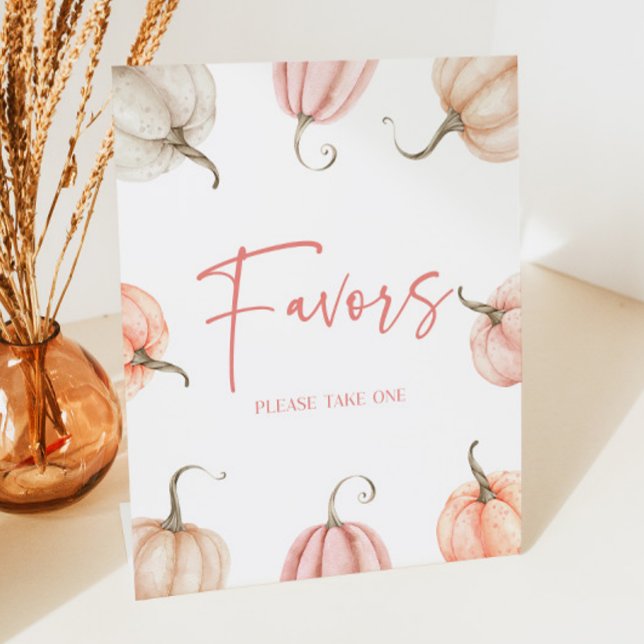 Pink White Pumpkin Fall Autumn Party Favours Sign (Creator Uploaded)