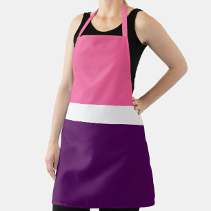 Pink White Purple Plain Colour Block Design  Apron