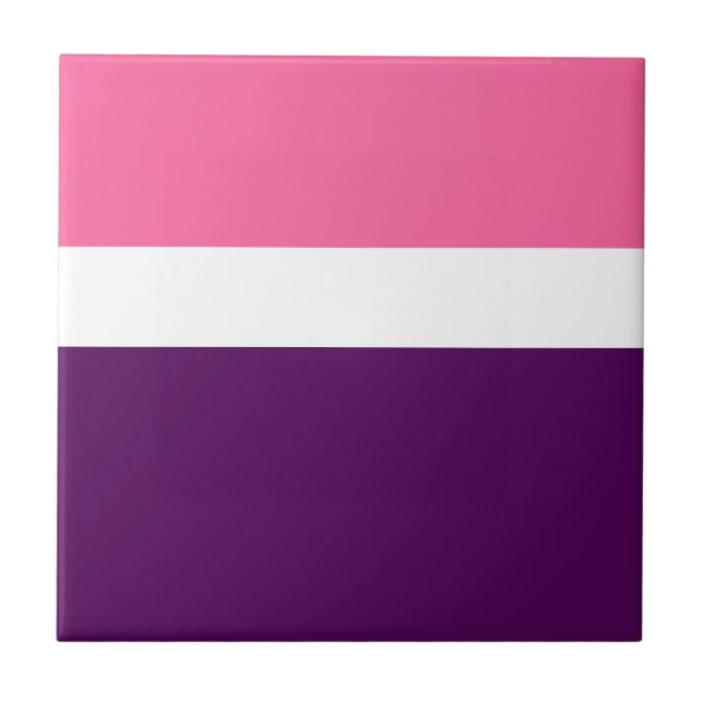 Pink White Purple Plain Colour Block Design  Ceramic Tile (Front)