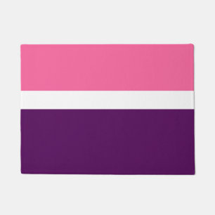 Pink White Purple Plain Colour Block Design Doormat