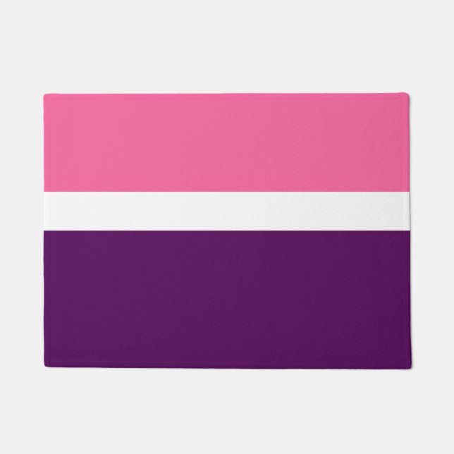 Pink White Purple Plain Colour Block Design  Doormat (Front)