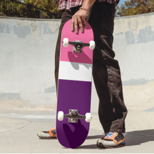 Pink White Purple Plain Colour Block Design  Skateboard