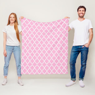 Pink & White Quatrefoil Pattern (Changeable) Fleece Blanket