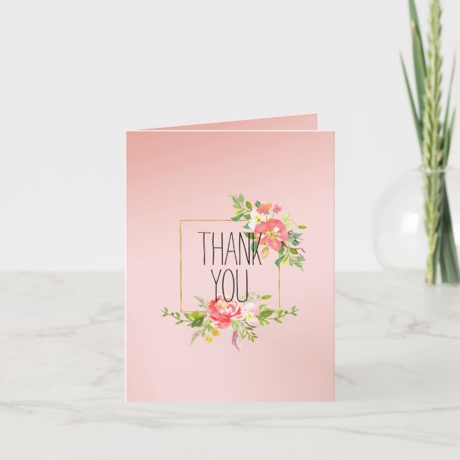 Pink White Rose Blush Floral Ombre   Card (Front)
