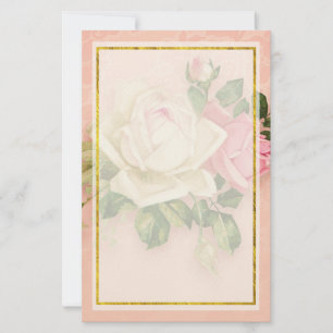 Pink & White Rose Bouquet Stationery