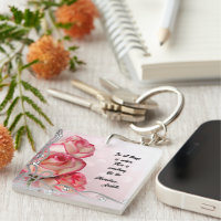 Pink/White Rose Key Chaiñ Quote Aristotle 