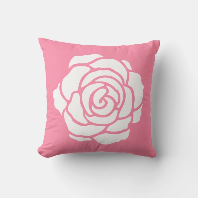 Pink / White Rose Pillow (Front)
