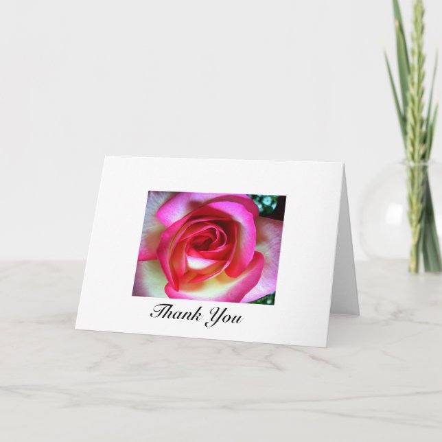 Pink & White Rose Thank You Card (Front)