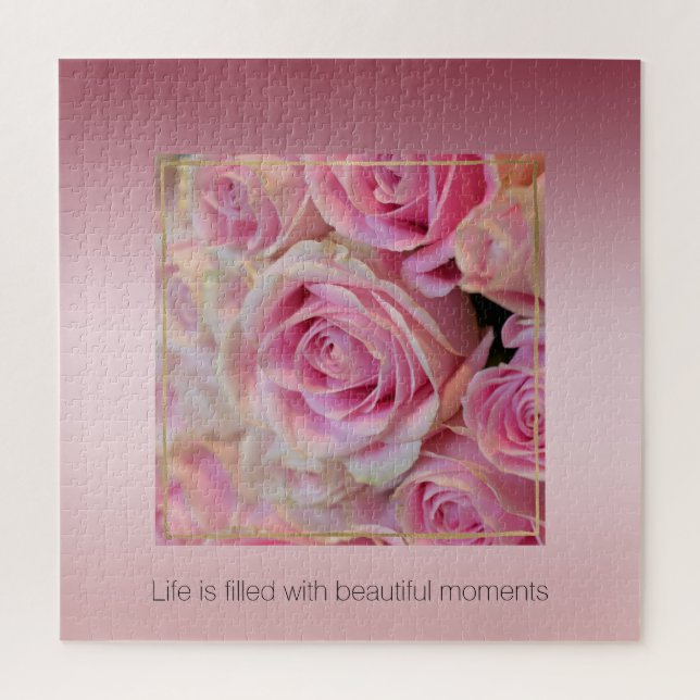 Pink White Roses Beautiful Moments        Jigsaw Puzzle (Vertical)