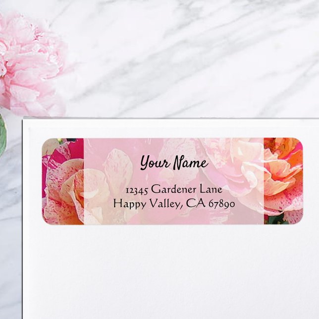 Pink White Roses Editable Return Address Labels (Creator Uploaded)