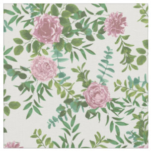 Pink White Roses Floral Flowers Fabric