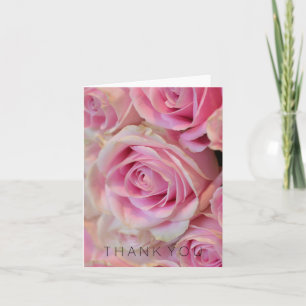 Pink White Roses Thank You Card