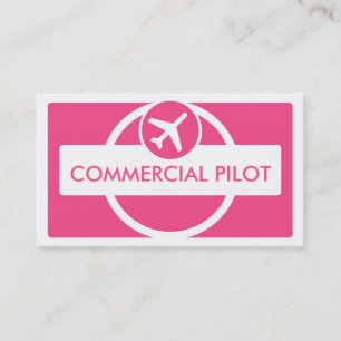 Pink white simple custom pilot business cards