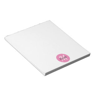 Pink & White Simple Monogram Classic Trendy Notepad