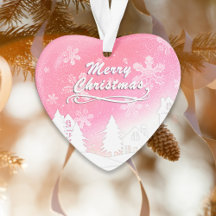 Pink White Snow House Xmas New Year 