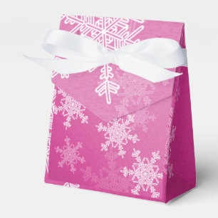 Pink White Snowflakes Minimalist Christmas Favour Box
