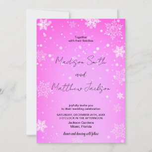 Pink White Snows Wedding Invitations