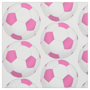 Pink white soccer ball pattern fabric